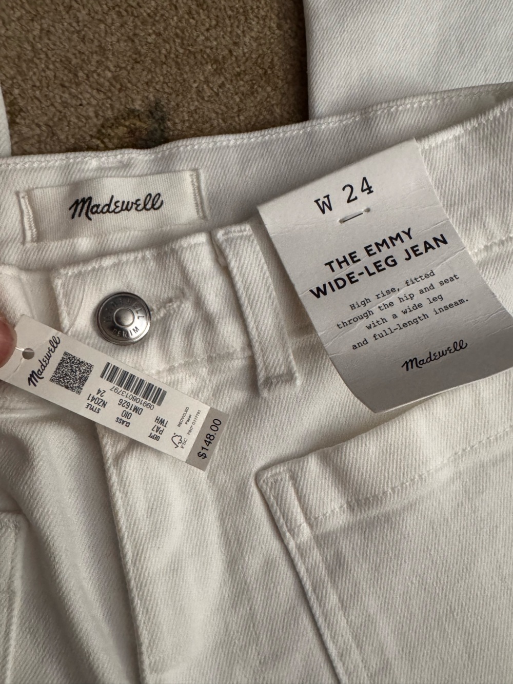 Madewell The Emmy Wide Leg High-Rise Jeans in White - Picture 4 of 7